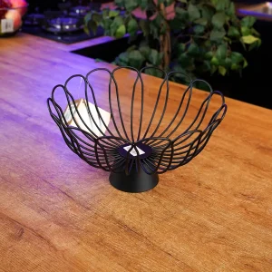 Elegant Black 31cm Metal Pedestal Fruit Basket2