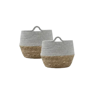Foldable Two Tone Woven Storage Basket