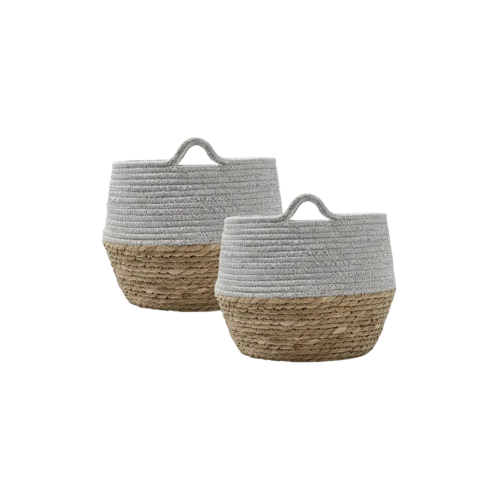Foldable Two Tone Woven Storage Basket
