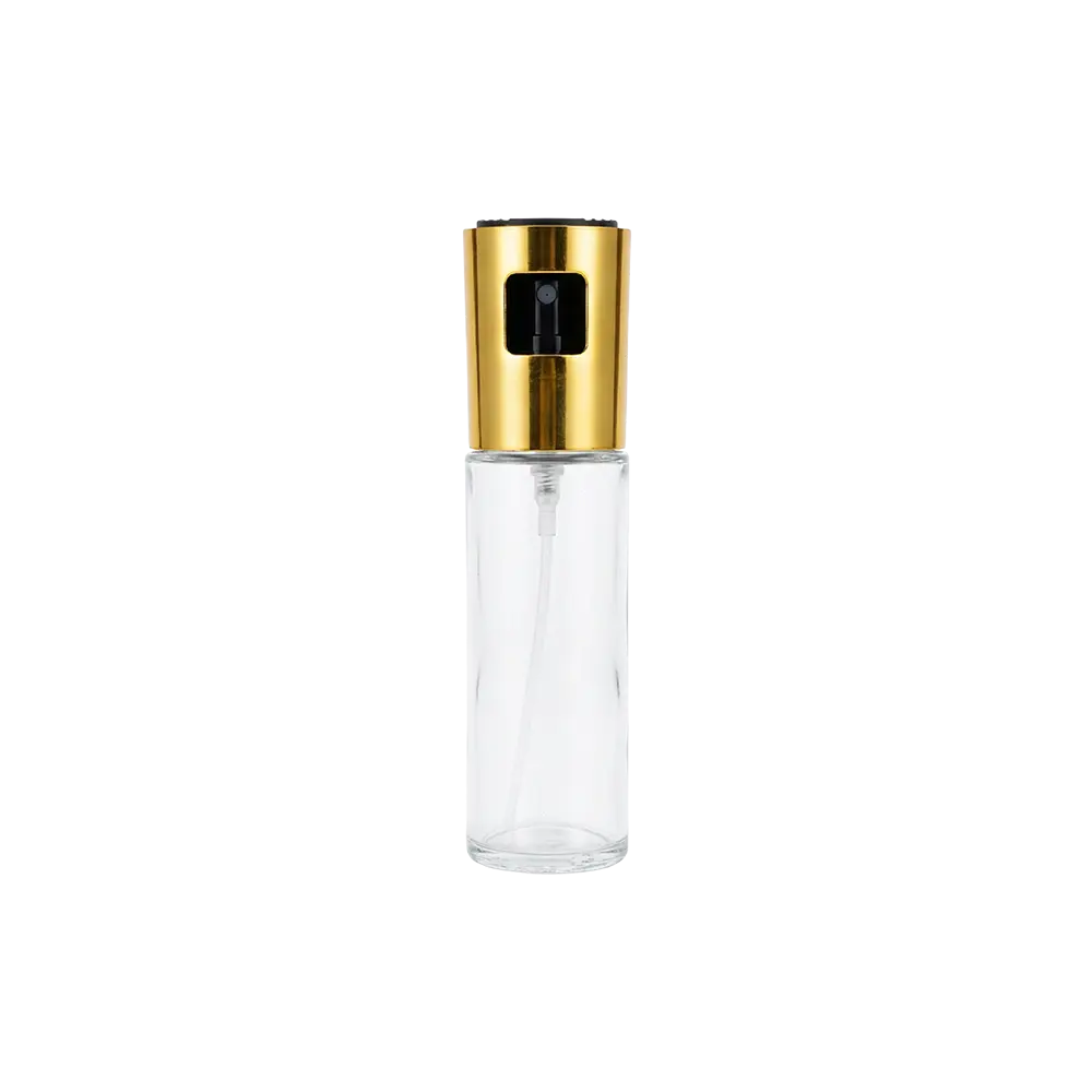 Glass 100ml Oil Spray Bottle with Golden Lid