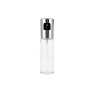 Glass 100ml Oil Spray Bottle with Silver Lid