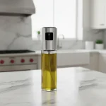 Glass 100ml Oil Spray Bottle with Silver Lid2