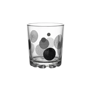 Glass 200ml Black Circles Design 6pcs Juicec Cups Set