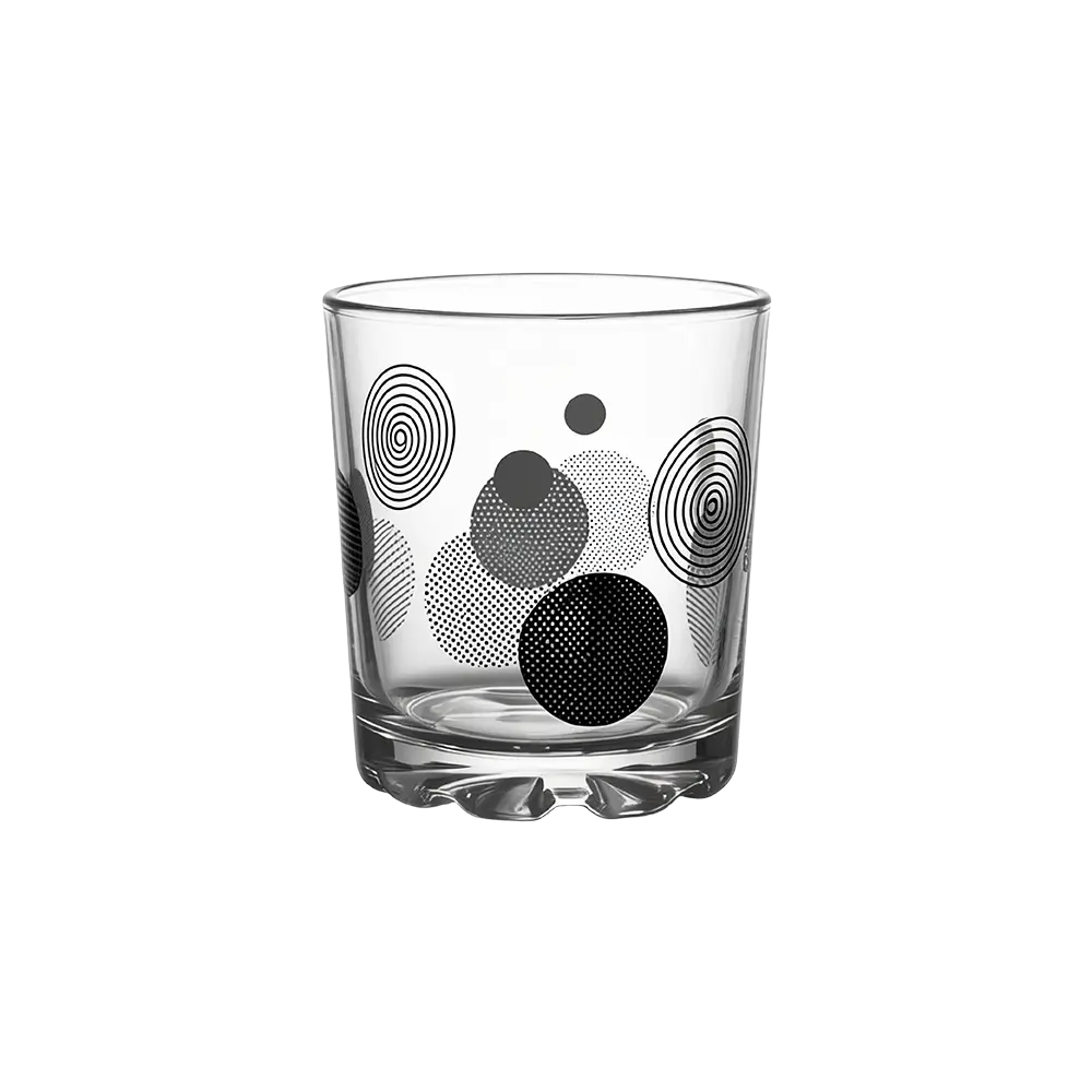 Glass-200ml-Black-Circles-Design-6pcs-Juicec-Cups-Set Glass 200ml Black Circles Design 6pcs Juicec Cups Set