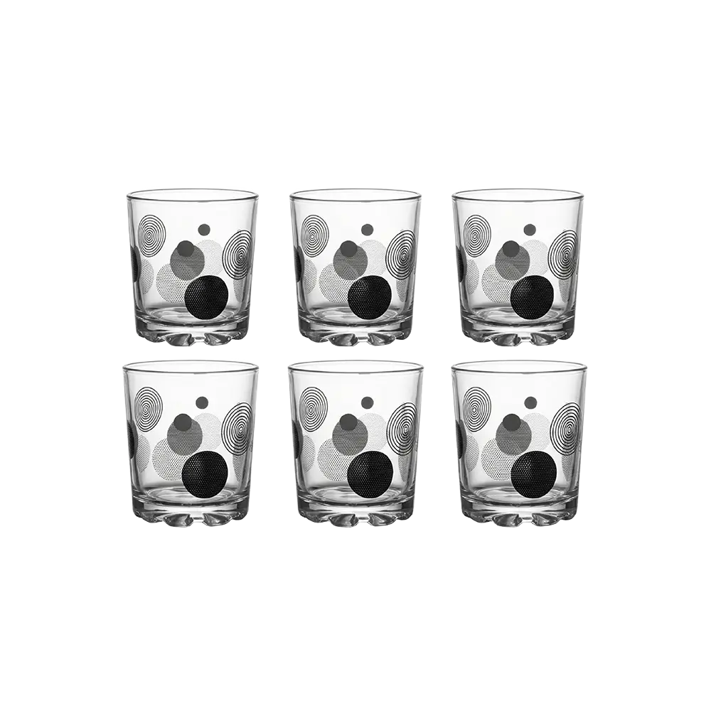 Glass-200ml-Black-Circles-Design-6pcs-Juicec-Cups-Set2 Glass 200ml Black Circles Design 6pcs Juicec Cups Set2