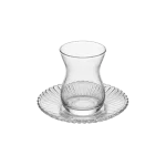 Glass 6pcs Tea Cups & Fluted Saucer Set