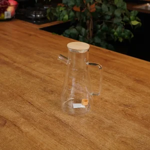 Glass 900ml Serving Jug with Wooden Lid1