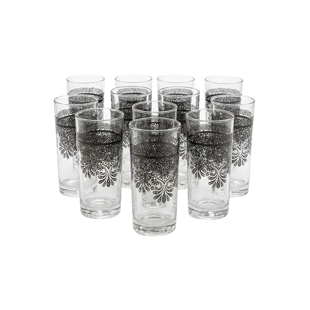 Glass Oriental Pattern 12pcs Long Cups Set2