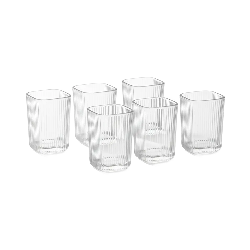 Glass Ribbed Design 6pcs Juice Cups Set2