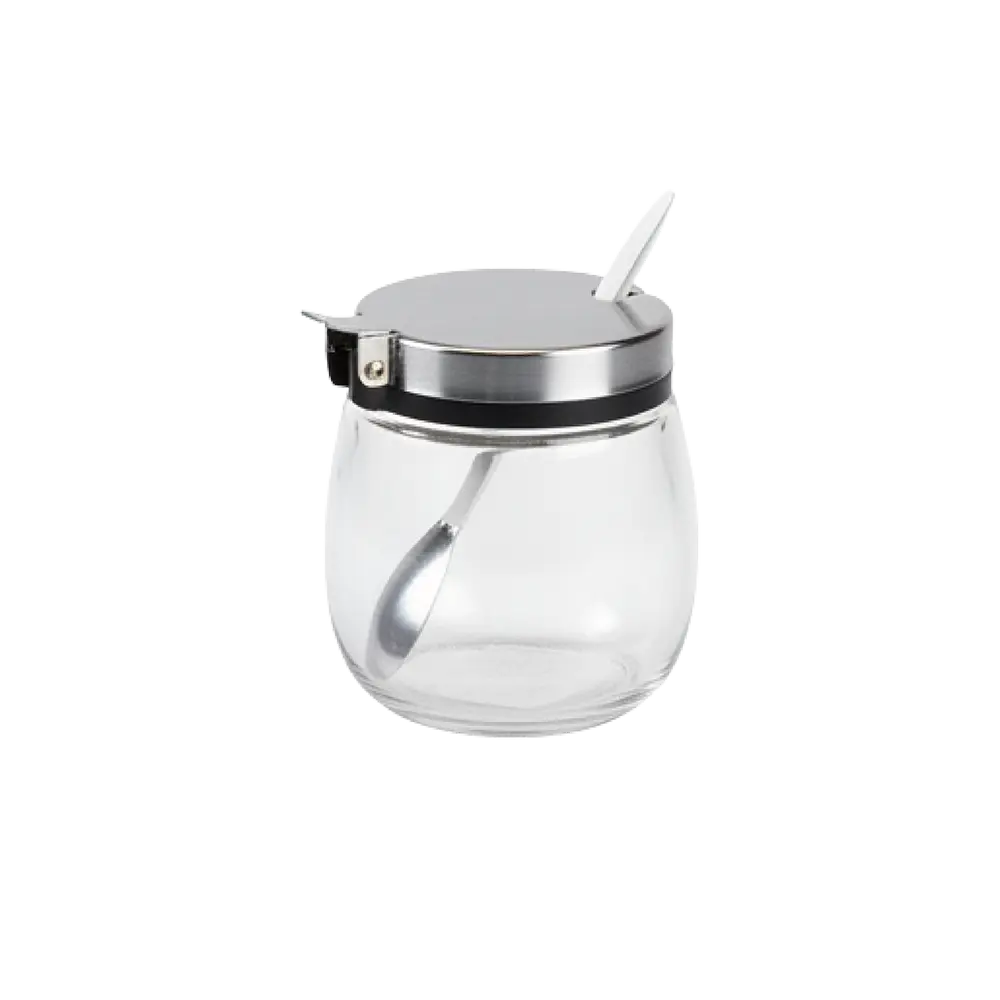 Glass Sugar Bowl 200ml with spoon and Stainless Lid