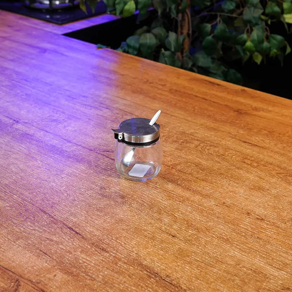 Glass Sugar Bowl 200ml with spoon and Stainless Lid1