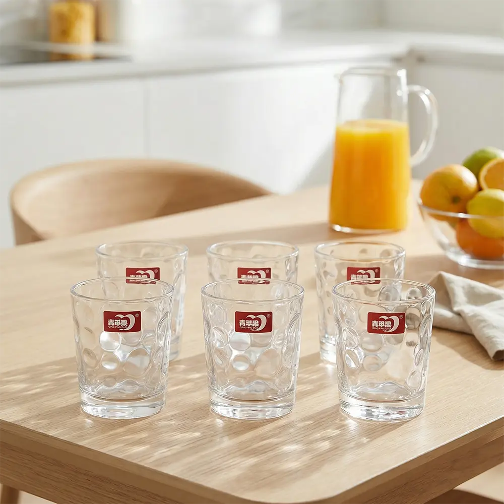 Glass Textured Bubble 6pcs Juice Cups Set1