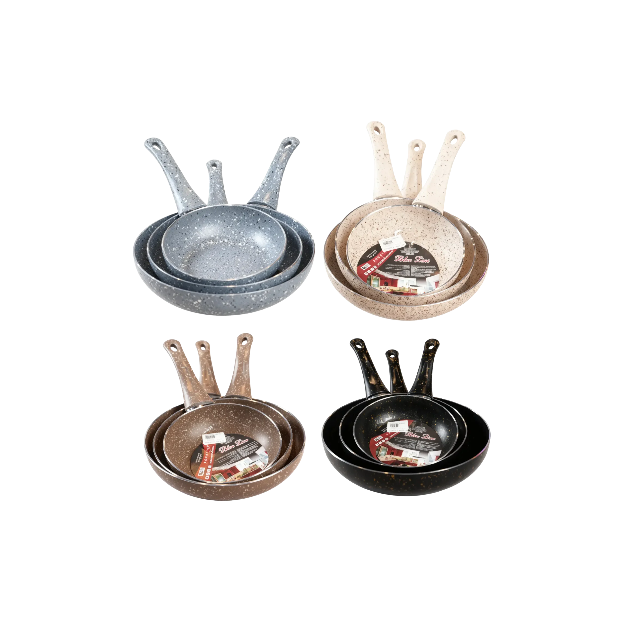 Granite Non Stick Frying Pan Set of 3 Pieces & Different Colors