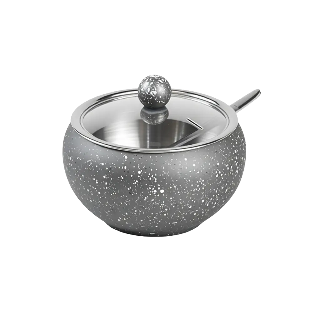 Granite Style Stainless Steel 300ml Sugar Bowl with Lid & Spoon