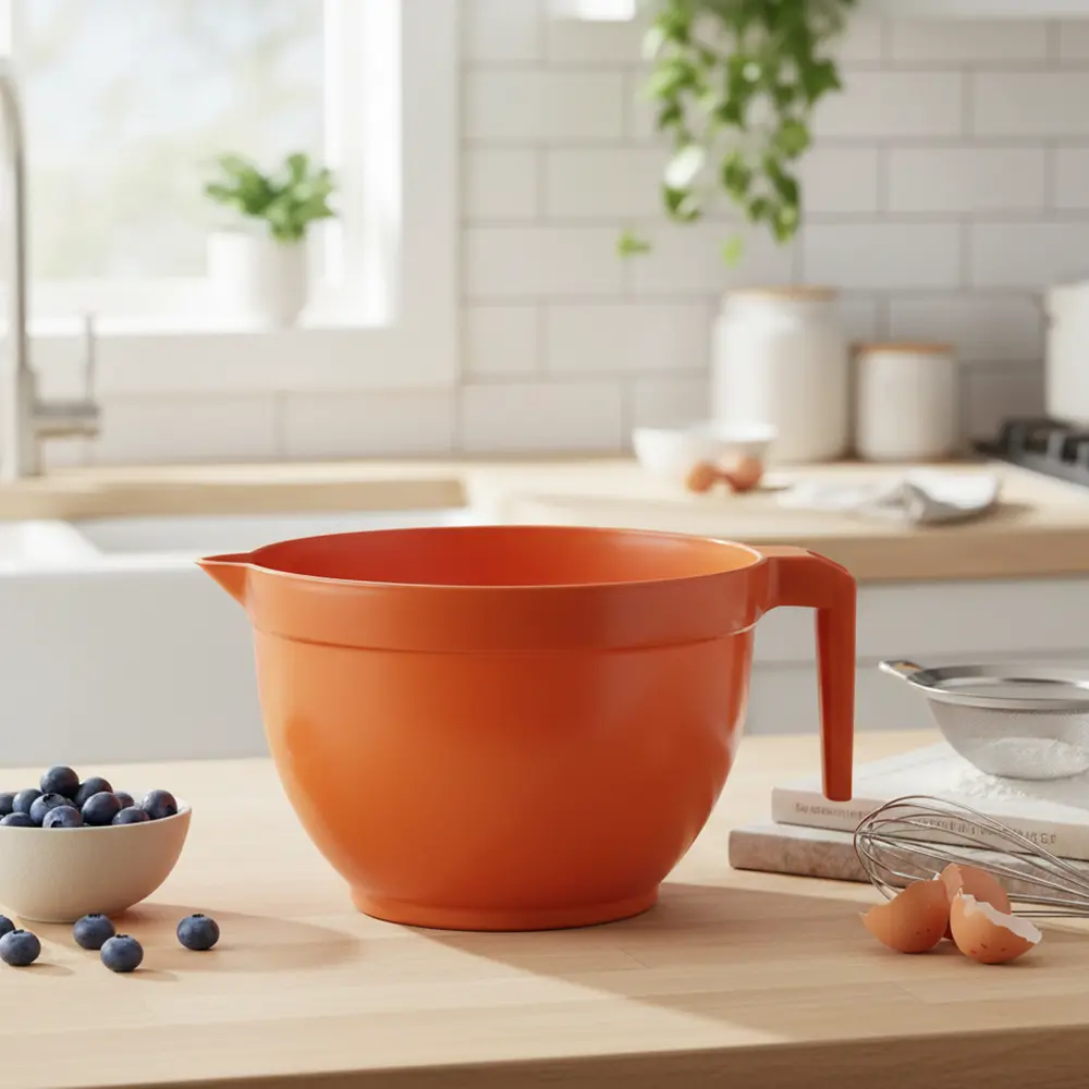 HobbyLife 3L Orange Mixing Bowl with Handle & Silicone Base1