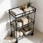 Iron 3 Tier Rolling Stand 64×41 cm with Wheels for Kitchen & Bathroom1