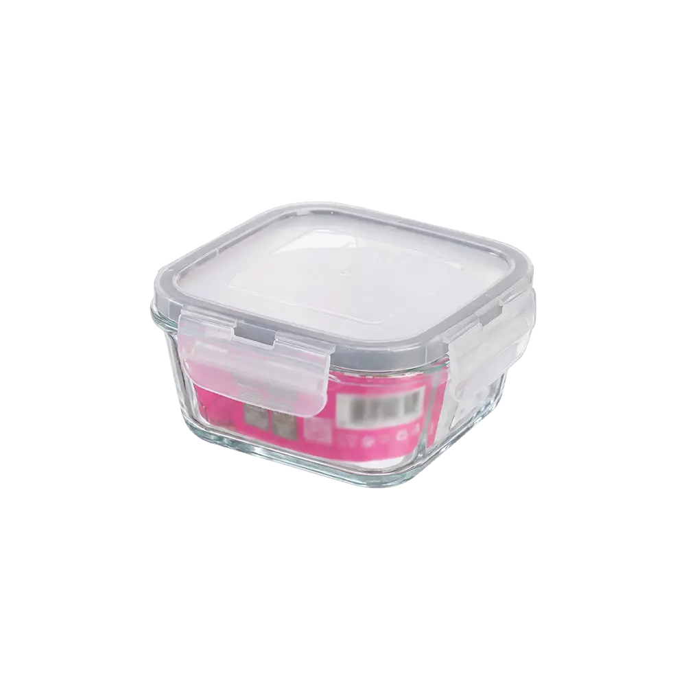 Lav Fresco Glass Food Container with Grey Locked Lid 375ml Professional Storageware in Lebanon