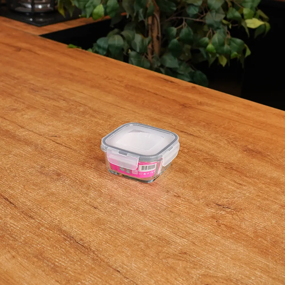Lav Fresco Glass Food Container with Grey Locked Lid 375ml Professional Storageware in Lebanon1