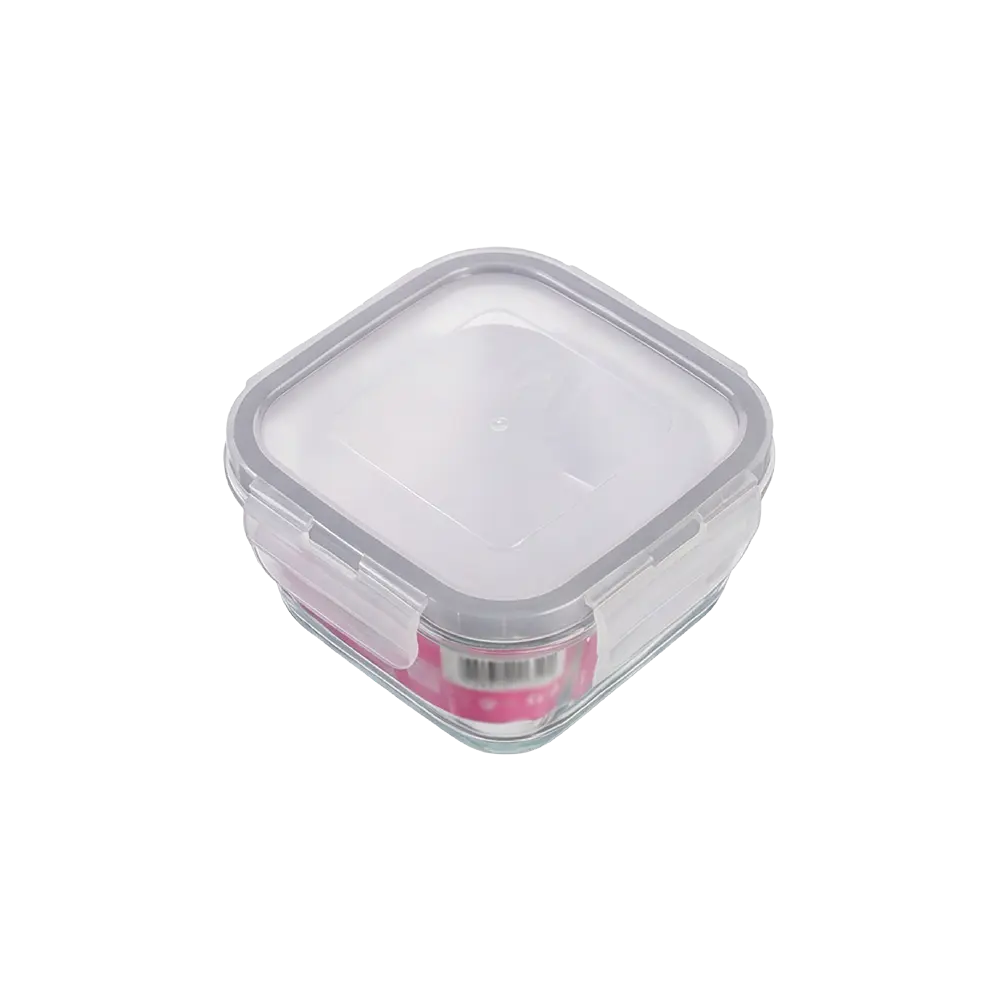 Lav Fresco Glass Food Container with Grey Locked Lid 375ml Professional Storageware in Lebanon3