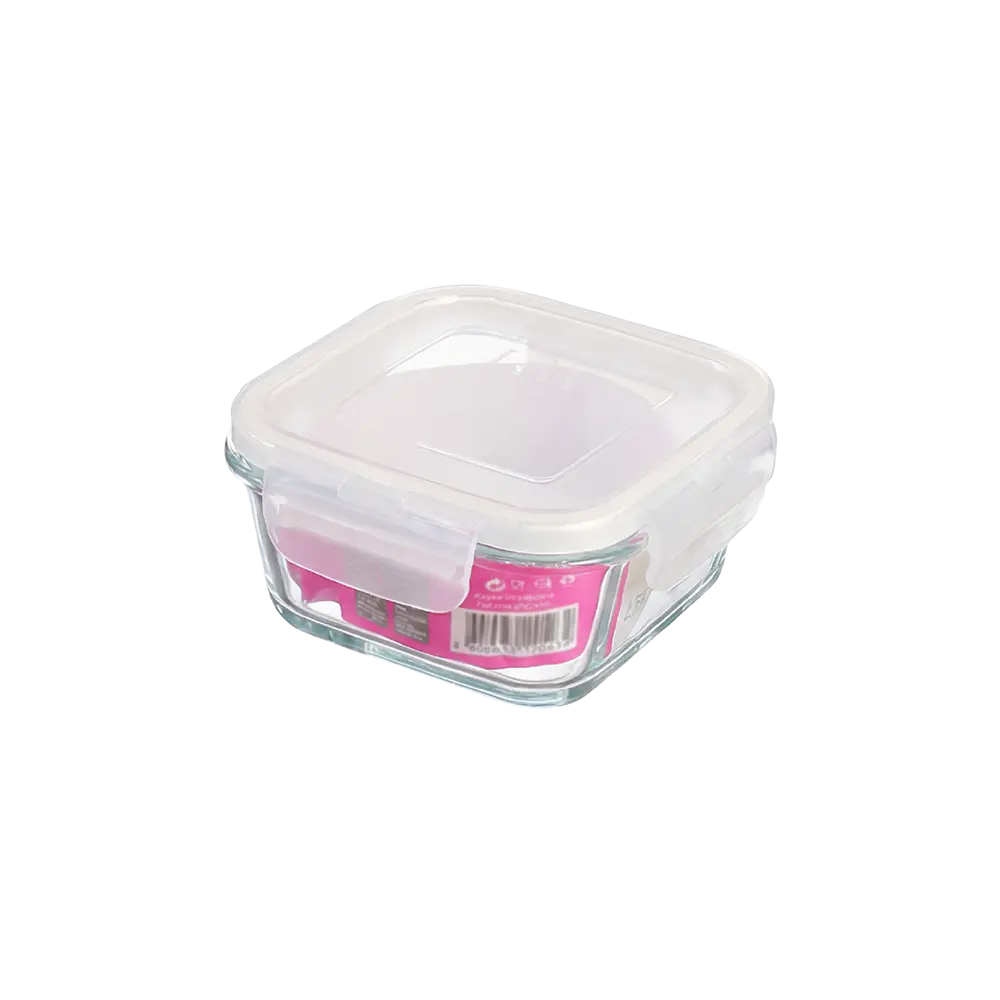 Lav Fresco Glass Food Container with White Locked Lid 375ml Professional Storageware in Lebanon