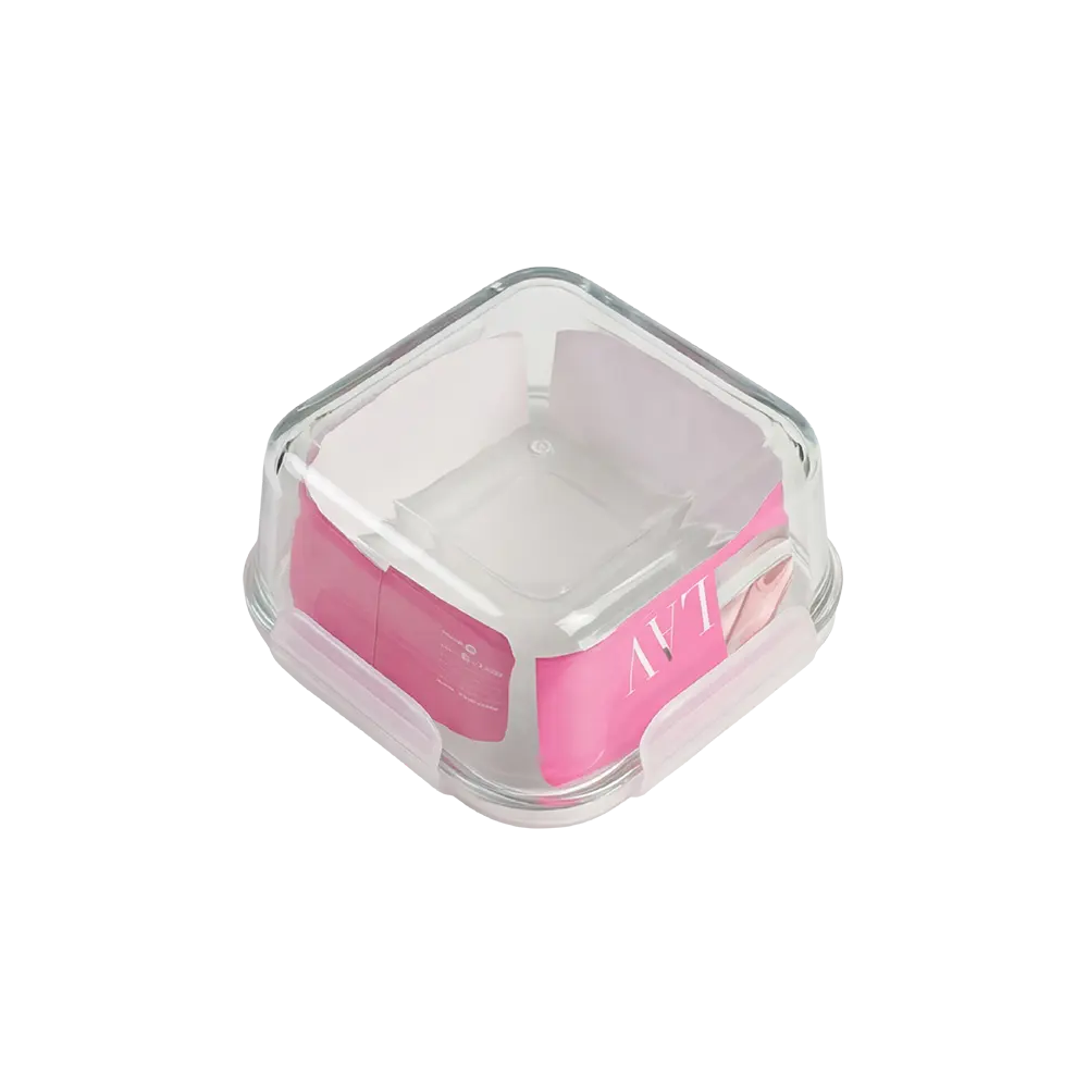 Lav Fresco Glass Food Container with White Locked Lid 375ml Professional Storageware in Lebanon3