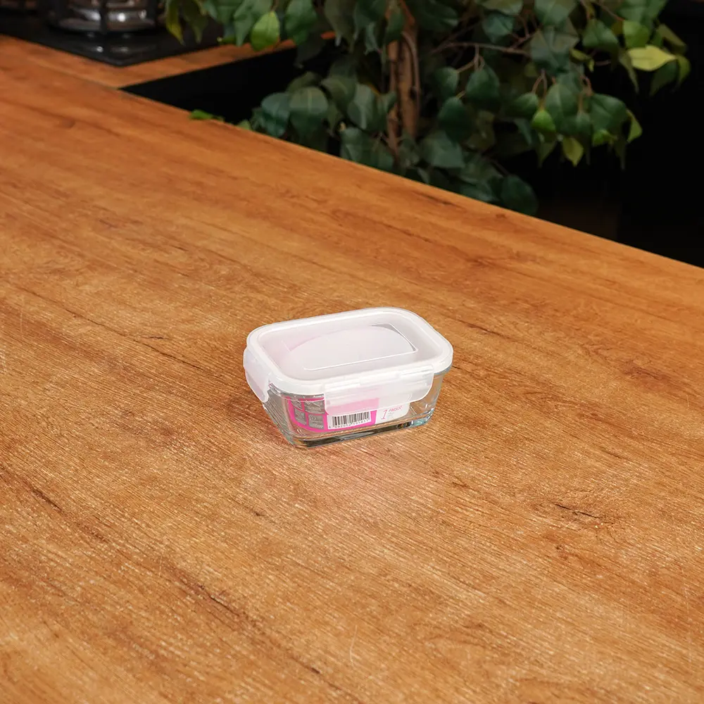 Lav Fresco Glass Food Container with White Locked Lid 400ml Professional Storageware in Lebanon1