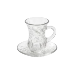 Lomenox Embossed Glass 6pcs Tea Cups & Saucer Set