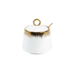 Luxury Gold Trim Porcelain 350ml Sugar Bowl with Spoon