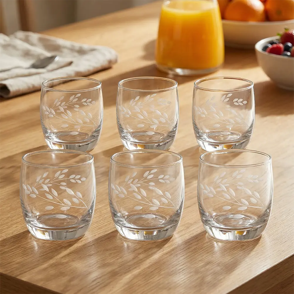 Marvelous Glass 325ml Floral Design 6pcs Juice Cups Set1