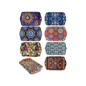 Metal Serving Tray 16x25cm Decorated