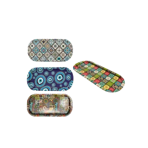 Metal Serving Tray 16x35cm Decorated