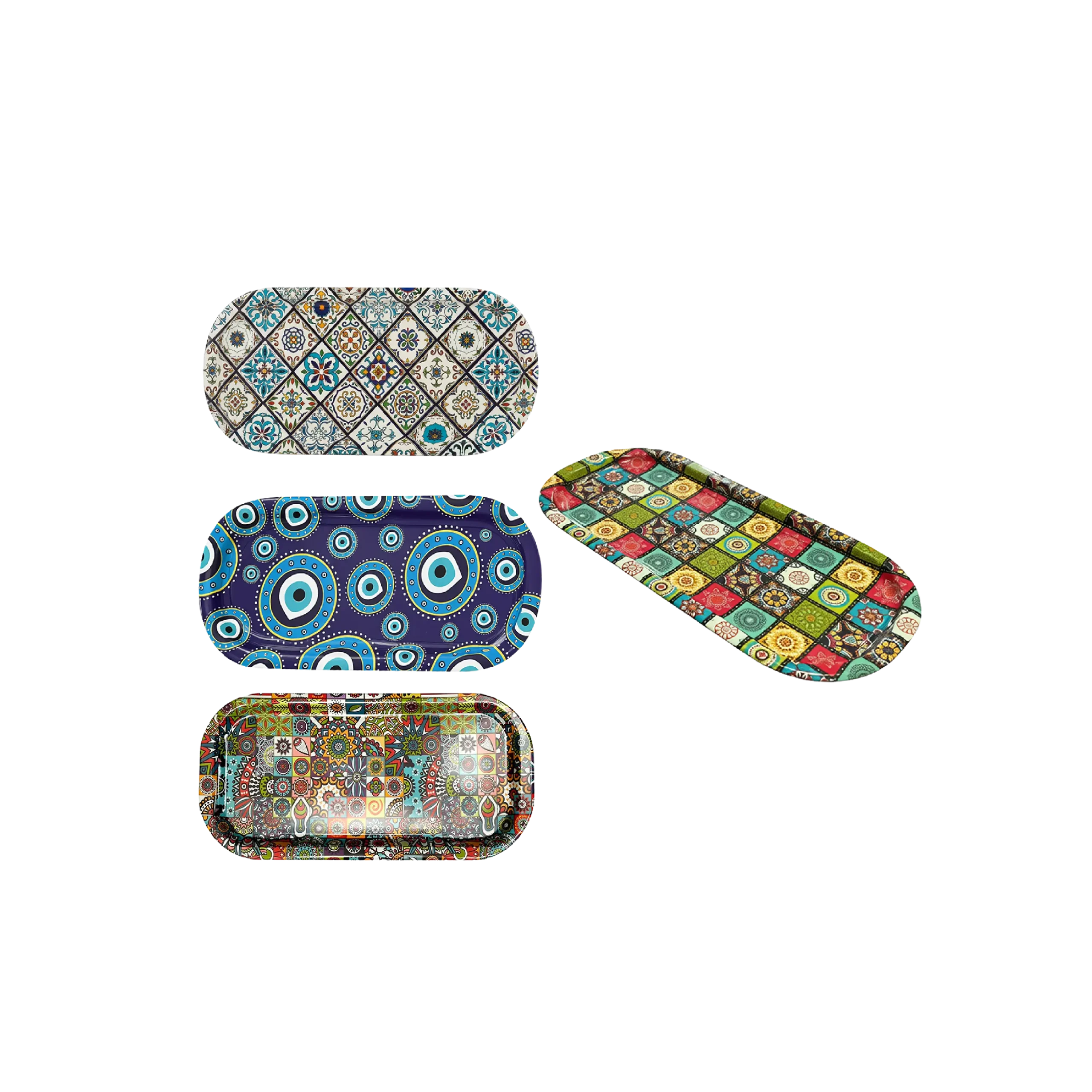 Metal Serving Tray 16x35cm Decorated