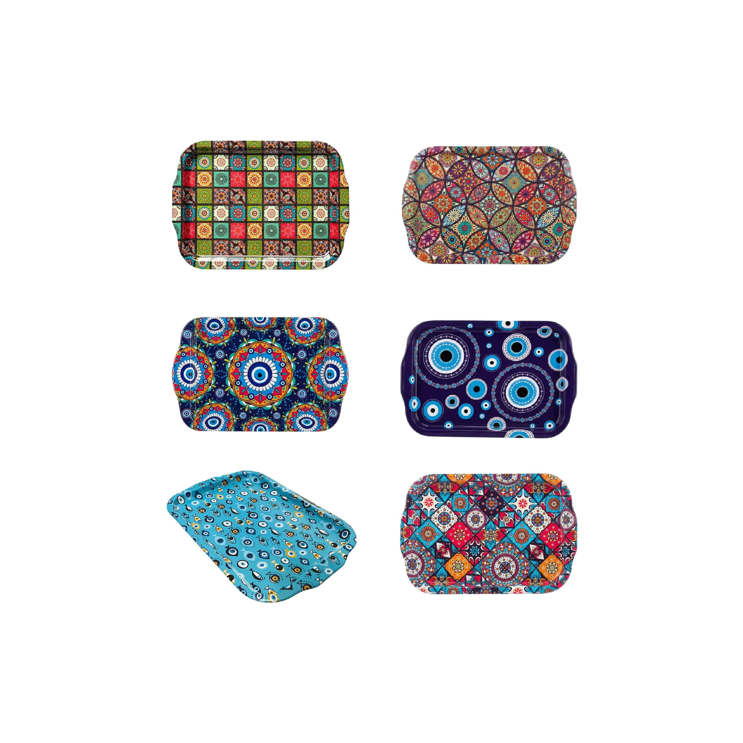 Metal Serving Tray 23x30cm Decorated Rectangular Shape