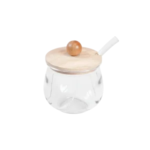 Mini Glass Sugar Jar 100ml with Wooden Lid & Spoon