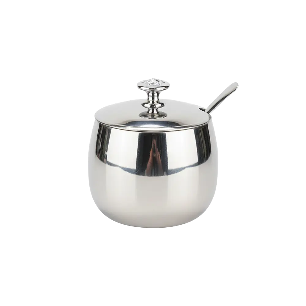 Mirror-Finish-Stainless-Steel-300ml-Sugar-Bowl-with-Spoon Mirror Finish Stainless Steel 300ml Sugar Bowl with Spoon