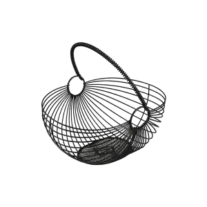 Modern Black 28.5x23cm Metal Fruit Basket with Handle