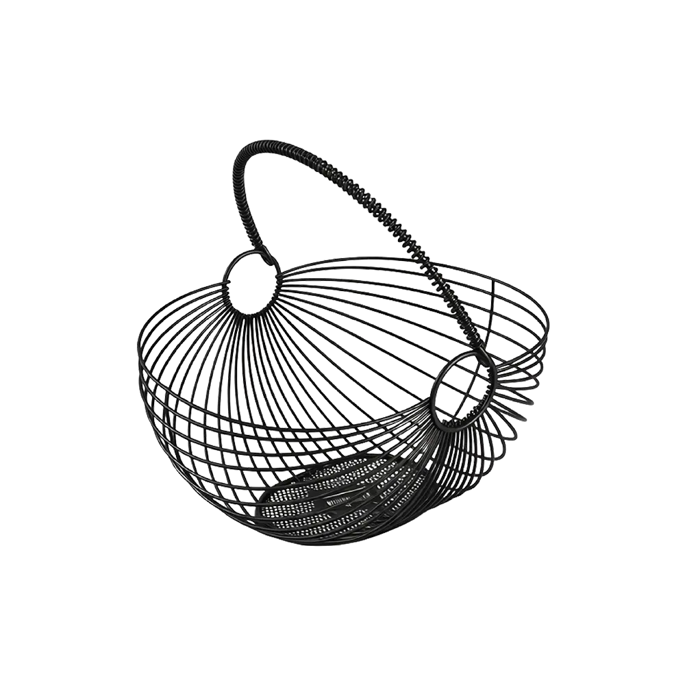 Modern-Black-28.5x23cm-Metal-Fruit-Basket-with-Handle Modern Black 28.5x23cm Metal Fruit Basket with Handle