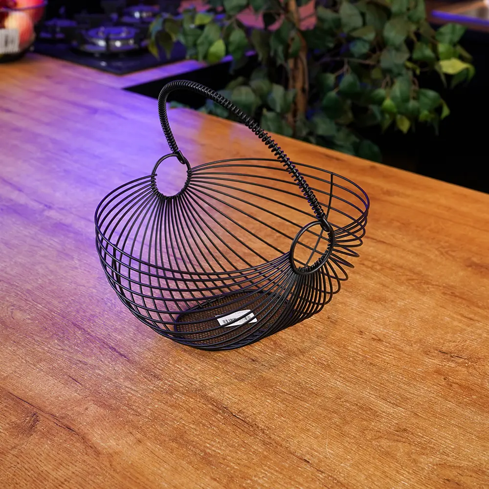 Modern-Black-28.5x23cm-Metal-Fruit-Basket-with-Handle1 Modern Black 28.5x23cm Metal Fruit Basket with Handle1