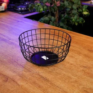 Modern Black 28cm Grid Metal Storage Basket1