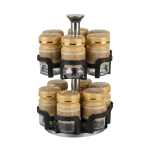 Momaz 2 Tiers Rotating 12pcs Glass Spice Jar Set with Metal Stand