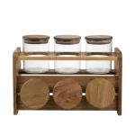 Momaz 6pcs Glass Spice Jar Set with Wooden Stand