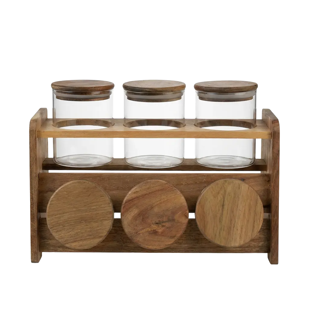 Momaz-6pcs-Glass-Spice-Jar-Set-with-Wooden-Stand Momaz 6pcs Glass Spice Jar Set with Wooden Stand