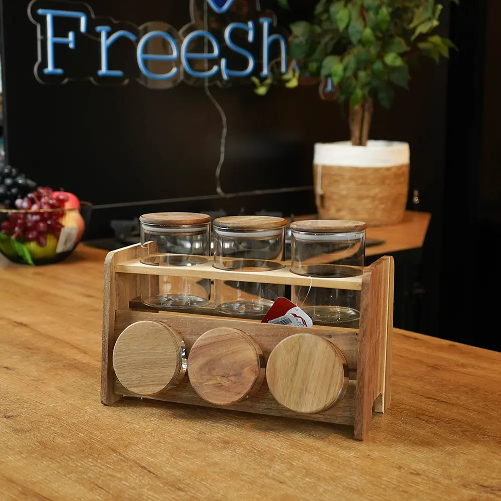 Momaz-6pcs-Glass-Spice-Jar-Set-with-Wooden-Stand2 Momaz 6pcs Glass Spice Jar Set with Wooden Stand2