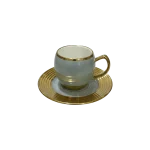 Momaz Coffee Cups Set with Saucers Gold Rim Luxury Design 12 Pieces Grey & Gold Professional Drinkware in lebanon