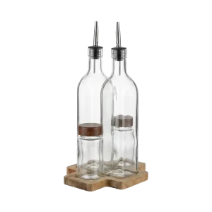 Momaz Glass 2pcs Oil Bottles with 2pcs Spice Jars