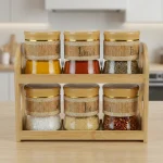 Momaz Glass 6pcs Spice Jar Set with Bamboo Rack1