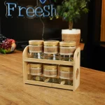 Momaz Glass 6pcs Spice Jar Set with Bamboo Rack2