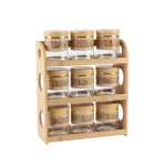 Momaz Glass 9pcs Spice Jar Set with Bamboo Rack