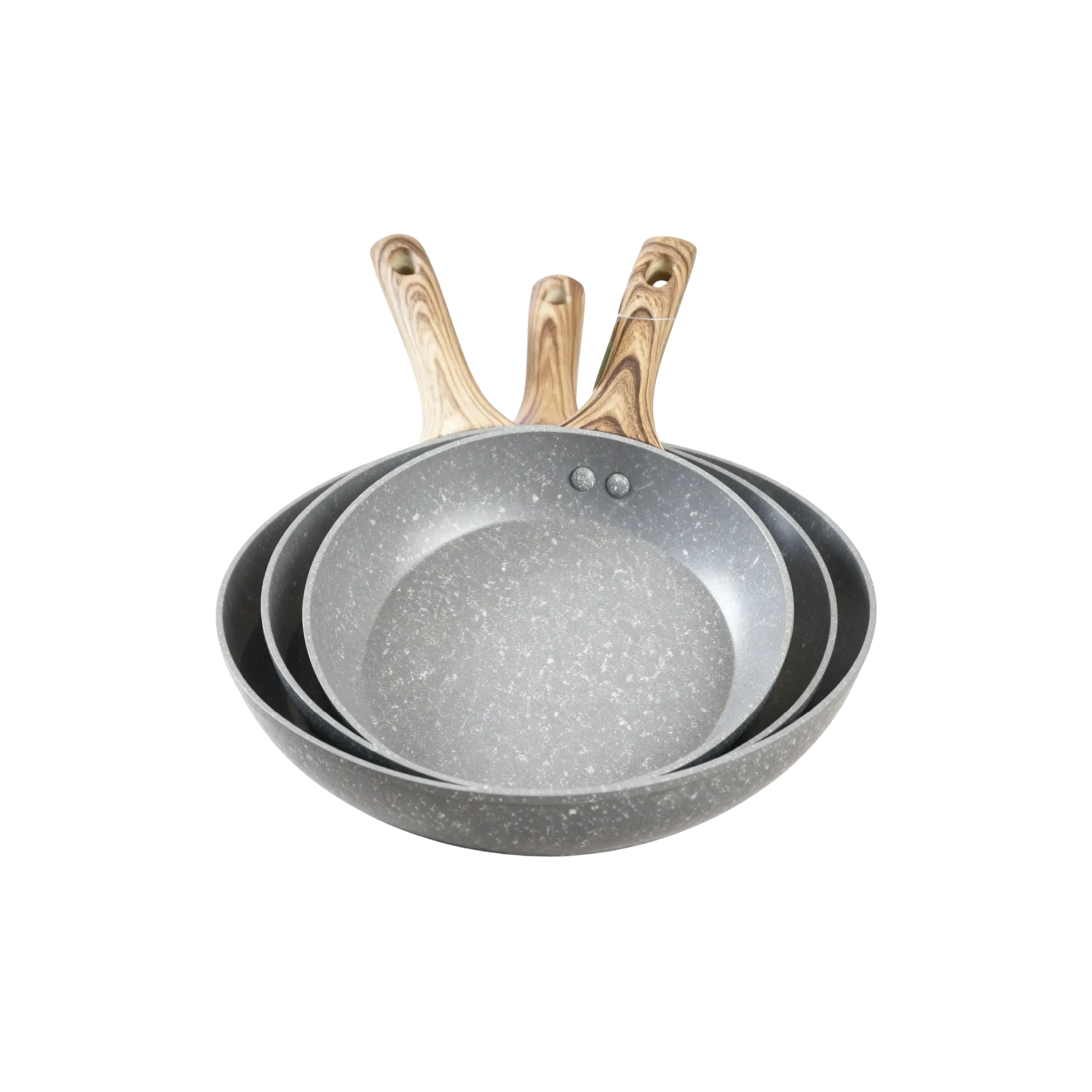 Momaz Granite Non Stick Frying Pan Grey Set of 3 Pieces