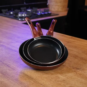 Momaz Granite Non Stick Frying Pan Red Set of 3 Pieces1